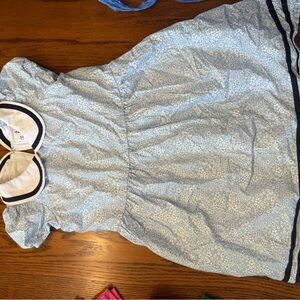 Classic Prep Light Blue Floral Dress with Navy Accents